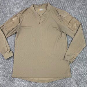 Velocity Systems Boss Rugby Shirt Men's Medium Khaki Tan Camel Combat Military